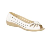 Boulevard Bow Open Toe Summer Shoes Various Multi Colours - White PU, Ladies UK 4 / EU 37