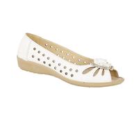 Boulevard Womens/Ladies Punched Open Toe Flower Casual Shoes (3 UK) (White)