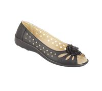 Boulevard Mia Flower Womens | Slip On Shoes | Black | UK Size 5