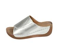 Women's Open Toe Sandals Shower Sandals Cool Breathable Casual Bathroom Slippers Slip-On Lazy Slippers Solid Colour Indoor Outdoor Bathroom Beach Pool Silver