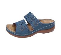 Womens Open Toe Slip On Sandals,Womens Wedge Sandals,Wide Fit Wedge Slides Non Slip Walking Slippers,Casual Open Toe Arch Support Beach Slides,Openwork Orthopaedic Retro Style Flip Flops