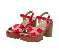 Women's Open Toe Summer Sandals Cross Strap Ankle Strap Buckle Platform Block Heel Leather Upper Open Summer Shoes Dancing Beach Going Out Daily, 01 Red, 4 UK