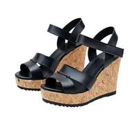 Women'S Open Toe Wedge Sandals,Platform Sandals For Women,Ladies Summer Casual Slingback Hook And Loop Ankle Strap Sliders,Height Increasing Flat Non-Slip Sloe Sliders For Petite Ladies
