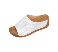 Womens Open Toe Wedge Sandals Textured Slide Slip On Casual Shoes
