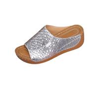 Womens Open Toe Wedge Sandals Textured Slide Slip On Casual Shoes
