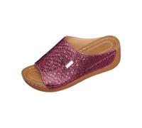 Womens Open Toe Wedge Sandals Textured Slide Slip On Casual Shoes