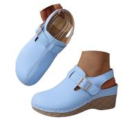 Women's Open Toe Wedges Shoes White Sandals Size 6 Women's Round Head Thick Bottom Hollow Out Wear Clip Toe Thick Bottom Slope Heel Slippers Sandals Womens Size 6 Black Sandels for Ladies (Sky Blue,5)