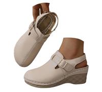 Women's Open Toe Wedges Shoes White Sandals Size 6 Women's Round Head Thick Bottom Hollow Out Wear Clip Toe Thick Bottom Slope Heel Slippers Sandals Womens Size 6 Black Sandels for Ladies (Beige,4.5)