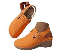 Women's Open Toe Wedges Shoes White Sandals Size 6 Women's Round Head Thick Bottom Hollow Out Wear Clip Toe Thick Bottom Slope Heel Slippers Sandals Womens Size 6 Black Sandels for Ladies 7 (Orange,7)