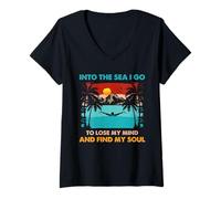 Women's Open Water Swimming Into The Sea I Go Soul Quote V-Neck T-Shirt