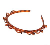 Women's Openwork Braided Headband Made From Durable Plastic Featuring Secure Clip-On Mechanism For Ponytail Bangs Or Decorative Use(Leopard Print Brown)