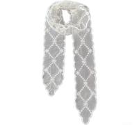 Women's Openwork Diamond Pattern Floral Lace Scarf With Bow Korean Style Adjustable Length White Polyester Headwrap For Spring Summer Daily Wear Elegant Hair Accessory (White 4)