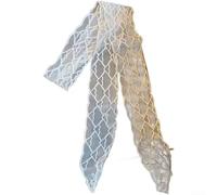 Women's Openwork Floral Lace Scarf with Bow, Korean Style Polyester Ribbon Headscarf for Spring, Adjustable Length 148-154cm, White Hair Accessory for Daily(White 5)