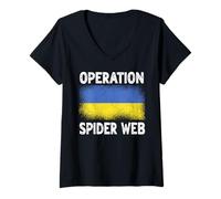 Womens Operation Spider Web Ukraine Heroes Ukrainian Flag V-Neck T-Shirt