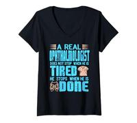 Womens Ophthalmologist Never Stops Until It's Done Motivation V-Neck T-Shirt