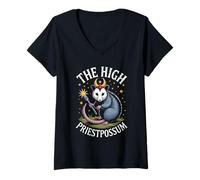 Womens Opossum Tarot High Priestess V-Neck T-Shirt