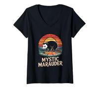 Womens Opossum Tarot Mystic Marauder Retro Art V-Neck T-Shirt