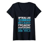 Womens Optical Lab Technician - Freaking Awesome V-Neck T-Shirt