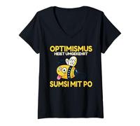 Women's Optimism is The Opposite Way to Sumsi with Po V-Neck T-Shirt