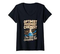 Women's Optimist Pessimist Chemist the Flask is Completely Full V-Neck T-Shirt