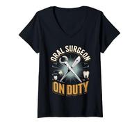Women's Oral Surgeon on Duty Dentist Oral Surgery Dentistry V-Neck T-Shirt