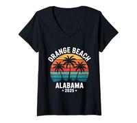 Womens Orange Beach Alabama 2025 Friends Trip Group Vacation V-Neck T-Shirt