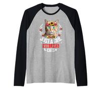 Womens Orange Cat Owner for Just a Girl Who Loves Cats Raglan Baseball Tee