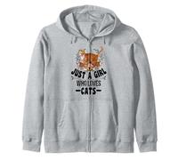 Womens Orange Cat Owner for Just a Girl Who Loves Cats Zip Hoodie
