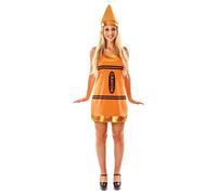 Women's Orange Crayon Fancy Dress Costume