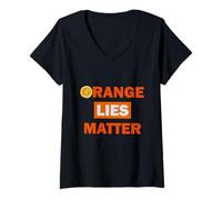 Womens Orange Lies Matter V-Neck T-Shirt