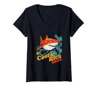 Womens Orange Shark Rare Sighting Costa Rica 2025 V-Neck T-Shirt