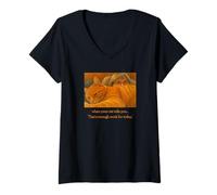Womens Orange Tabby When Your Cat Tells You That’s Enough Work V-Neck T-Shirt