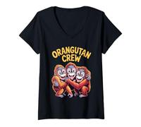 Womens Orangutan Crew Jungle Ape Monkey Themed Birthday Party V-Neck T-Shirt