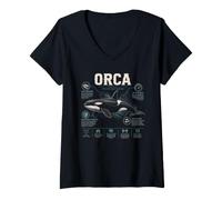 Women's Orca Intelligent Social Relentless Apex Whale V-Neck T-Shirt