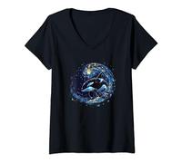 Womens Orca s featuring a Starry Orca V-Neck T-Shirt