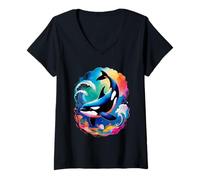 Women's Orca Whale V-Neck T-Shirt