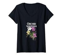 Womens Orchid Whisperer Flower Grower Botanical Expert V-Neck T-Shirt