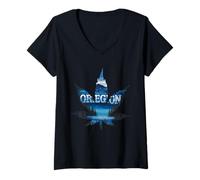 Womens Oregon Leaf for a Travelling to Oregon V-Neck T-Shirt