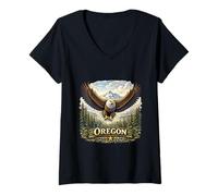 Women's Oregon Mountain Eagle Pacific Northwest V-Neck T-Shirt