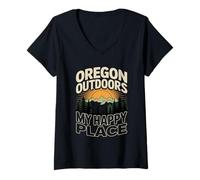 Women's Oregon Outdoors My Happy Place V-Neck T-Shirt