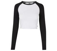 Urban Classics T-shirt Cropped Retro Baseball - Women's Organic Longsleeve, White/Black L