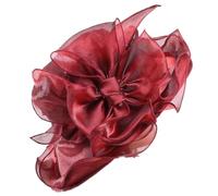 Women's Organza Mesh Church Derby Hat - Thin Breathable Sunshade Kentucky Fascinator Hat Elegant Tea Party Wedding Hats, Red, M
