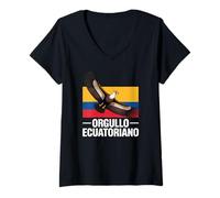 Womens Orgullo Ecuatoriano Ecuador Andean condor Ecuadorian flag V-Neck T-Shirt