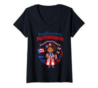 Women's Orgullosamente Puertorriqueña Girl Puerto Rico Pride V-Neck T-Shirt