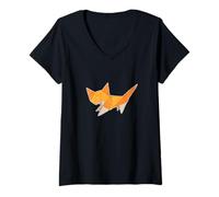 Womens Origami cat V-Neck T-Shirt