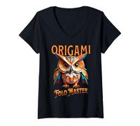 Womens Origami Fold Master Owl s Paper Folding Hobby Gift V-Neck T-Shirt