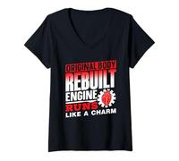 Womens Original Body Rebuilt Engine Runs Like A Charm Operation V-Neck T-Shirt