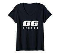 Womens Original Gangster OG Status Ghetto Hood Hip Hop Rap Gift V-Neck T-Shirt