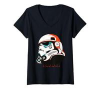 Women's Original Stormtrooper Helmet Orange Retro Sci-fi V-Neck T-Shirt