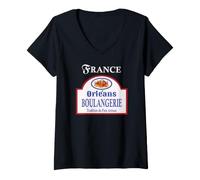 Women's Orléans France Vintage Artisan Bread Bakery Sign Design V-Neck T-Shirt